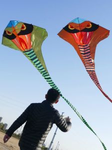 YiCheng 2025 New Large Golden Snake Kite Long Tail Gigantic Adult Handheld Triangle Kite Easy to Fly in Light Wind Polyester Upgrade