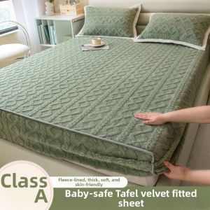 Winter Warm Milk Coral Fleece Mattress Protector Single