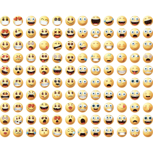 1200 Pcs of 120 Assorted Cartoon Round Happy Face Expression Stickers 0.5 Inch Diameter Paper Self-Adhesive Reusable.