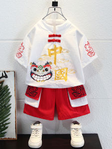 Childrens Han Chinese Costume Chinese Style Summer Clothes Boys Short Sleeve Thin Suit Baby Girls Performance Wear Cotton Linen Tang Suit Ancient Fashion