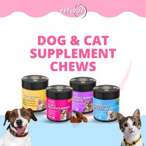 Pet Logic Probiotic Digestive Health + Pet Logic Skin & Coat Health Dog & Cat Treats Supplement Snack : Dog Probiotics Dog Multivitamins Dog Supplements Appetite Booster for Dogs Puppy Food Adult Dog Food for Happy Tummy & Silky Fur