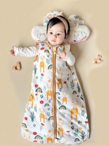 Newborn Baby Vest Style Sleep Bag Anti-Kick Cotton Spring Autumn No Sleeve Double Zipper Childrens Sleep Bag Comfortable Soft Fabric