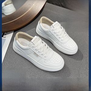 Womens Soft Bottom Leather Sneakers Spring New Style College Style Flat Heel Cross Strap Casual Shoes Comfortable All-Match