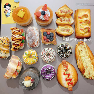 Soft Pu Three-Dimensional Artificial Horn Can Be Praised Sausage Bread Fruit Cake Donut Food Refrigerator Sticker and Magnet Sticker