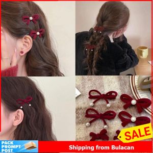 2pcs Sweet Girls Wine Red Red Girls Happy New Year Hairclips for Women Girls Fashion Accessories