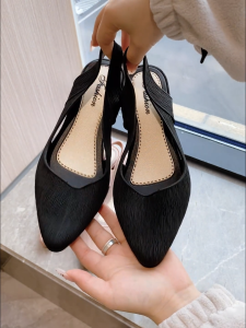 Falimottype)Size 36-40 Womens Middle Heel Korean Heels Fashion Coarse Heel Sandal Casual School Students Shoes