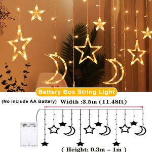 Solar Battery Power LED Star Moon String Lights Curtain Fairy String Lamp Outdoor Garden Lamp for Wedding Party Christmas Decor