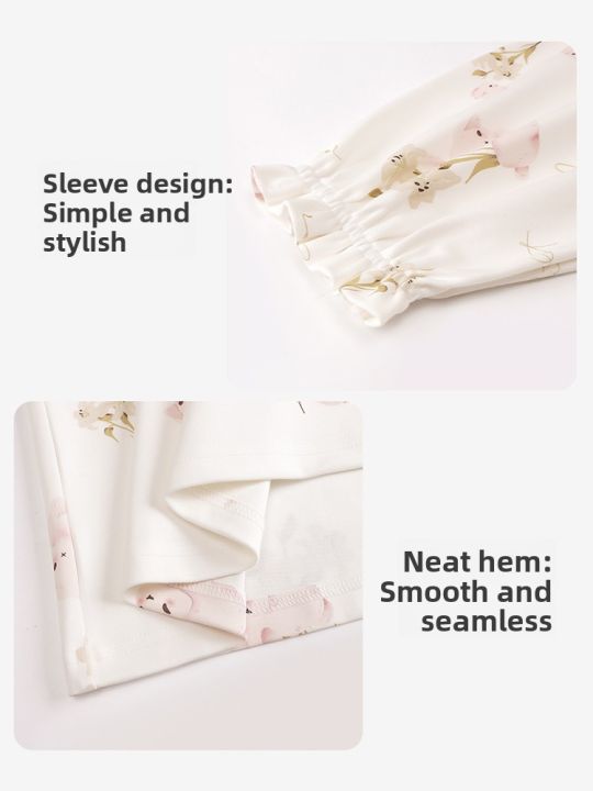 MiiOW%20%7C%20Breathable%20Thin%20Maternity%20Nightgown%20Women's%20Summer%20Home%20Clothes%20Sleepwear%20Cotton%20Blend%20Long%20Sleeve%20Midi%20Dress%20Round%20Neck%20-%20Image%206