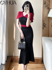 ชุดเดรสยาวทรงเอเข้ารูปสไตล์ฝรั่งเศส ชุดราตรีสำหรับผู้หญิง ชุดแต่งงาน ชุดเดรสยาวปานกลาง ชุดเดรสยาวปานกลาง