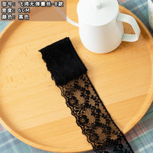 ผ้าริบบิ้นลูกไม้โปร่งสีดำขาวยาว 3 เมตร ไม่มีความยืดหยุ่น ขอบลูกไม้สำหรับทำเครื่องประดับผม DIY สำหรับเด็ก