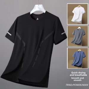 Ice Silk Short Sleeve T-Shirt Womens Thin New Breathable Mesh Quick Dry Sports Base Shirt Korean Style Loose Fit Summer Top
