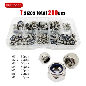 Mix M2 to M12 Set Kit Box DIN985 Hexagon Nylon Insert Lock Nut Hex Self Locking Nylock Locknut 304 Stainless Steel Black Steel