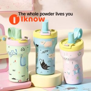 Tôi Biết Dễ Thương 316 Thép Không Gỉ Cách Nhiệt cốc cà phê Với lót bên trong Gốm & Rơm dung tích lớn Dual Uống Chế độ Cho Sinh Viên