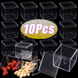 20/10pcs Transparent Acrylic Jewelry Storage Box / Small Square Plastic Diaplay Case with Lid / Desktop Decorative Organizer / Food Candy Storage Container