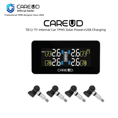 CAREUD T812-TY Car TPMS Car Tire Pressure Monitor Led Screen LED Solar Power USB Charging TPMS For Car