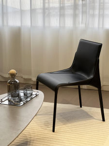 Modern Simple Home Dining Chair Leather Backrest Saddle Leather Luxury Minimalist Restaurant Furniture Metal Iron Adult Seat