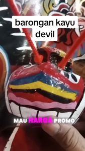 Caplokan Devil Barongan Leak Kuning Ukuran Kecil + Kain Jaranan Kuda Lumping Anak 2–4 Tahun