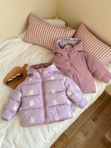Korean Style Double-Sided Wear Thickened Fleece Childrens Jacket Short Cotton Puffer Coat for Boys And Girls in Autumn Winter