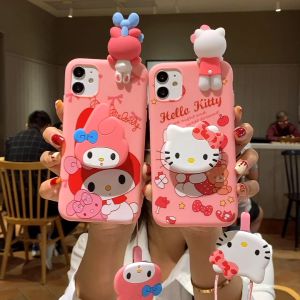Phone Cover for Vivo Y01 Y02 Y03 Y02S Y02t Y03t Y17 Y17s Y18 Y18E Y27 Y27s Y28 Y19 Y11 2019 Y11 2023 Phone Casing Vivo Y15 Y15a Y15s Y16 3D Cartoon Cute Hello Kitty My Melody Anti-full Soft Silicone Back Case Holder Lanyard