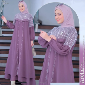 Arelia Dress Ceruty Mix Tile Luxury Gamis Wanita Terbaru 2024 Viral Dress Kondangan Wanita Elegan