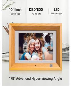 Kodak 10.1 Inch Digital Picture Frame with Remote Control1280*800 HD Display with 8GB StorageMusic Video Player Calendar Clock