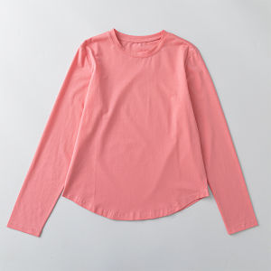 Womens Long Sleeve Yoga T-Shirt Fitness Running Sportswear Breathable Quick Dry Slim Fit Casual round Hemline Gym Tops