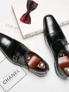 New Japanese Style Business Formal Leather Shoes Single Monk Strap