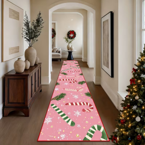 VIKAMA Vintage Plaid Christmas Decor Long Runner Floor Mat Water Absorbent Non Skid Rug Kitchen Hallway Home Decor