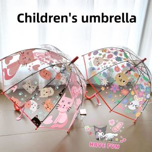 Cute Childrens Umbrella Transparent Long Handle Small Size Arch Shape Rain Umbrella for Kindergarten Kids And Babies