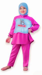 one set anak perempuan mixue crinkle 3-12 tahun baju dan celana
