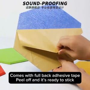 Self-adhesive Hexagon Soundproof Acoustic Panel Stickers Home Studio Insulation Decoration/Rainbow Culture