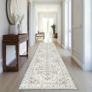 VIKAMA Bohemian Corridor Area Rug Crystal Velvet Long Rug for Living Room Bedroom Sunroom Hardwood Floor Pad Home Decoration