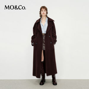 MO&Co. | Wool Double Faced Long Overcoat Detachable Sleeve Loops and Belt