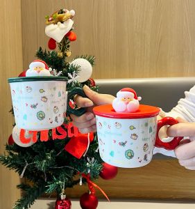 แก้วมugs ดินเผาสำหรับคู่รัก แก้วดื่มน้ำสำหรับใช้ในบ้านและออฟฟิศ แก้วดื่มเช้าสำหรับผู้หญิง ของขวัญวันคริสต์มาส ดีไซน์น่ารัก