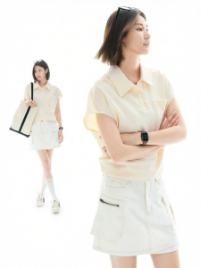 Layered Polo Collar Short Sleeve T Shirt