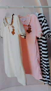 2-12 Years Old Korean Style Polo Dress for Girls Cute Stripe with Bear Design Casual Short Sleeve Mini Dress for Kids