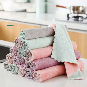 10/20pcs Coral Velvet Kitchen Cleaning Cloth Dish Towel Super Absorbent Fast Drying Dishtowels Nonstick Oil Washable Clean Brush