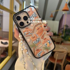 Acrylic Black PU Leather Doodle Dog Guitar Phone Case for iPhone 13 pro Max Apple 12 pro 11 Anti-Fall Protection 15 pro Max Hard Shell