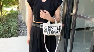 Gentlewoman Mini Canvas Tote Bag Letter Print Crossbody Purse with Removable Strap Portable Handbag