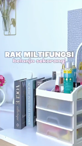 Rak Kosmetik Laci 3 Susun / Storage Box Drawer / Kotak Penyimpanan Skincare Alat Tulis Multifungsi