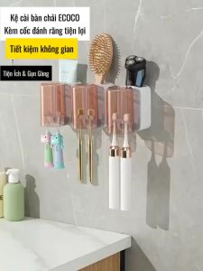 Kệ cài bàn chải ECOCO kèm cốc tích hợp để đồ thế hệ mới không khoan tường tiết kiệm không gian 24025