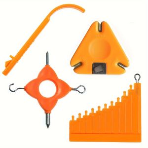 1/4PCS 4 In 1 Puller Line Tool Fishing Line Knotting Knot Tool for Carp Rig D Rig Making Multi-purpose Portable Knotter Tool