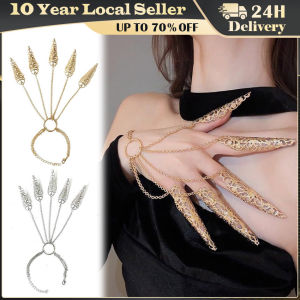 Retro Gothic Conical Gold Silver Finger Back Chain for Women Fashion Punk Halloween Gift Jewelry