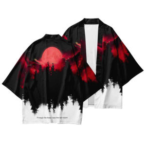 Áo Khoác Kimono In Hình Con Hạc Dành Cho Nam Giới Phong Cách Tối Màu Màu Đen Tay Áo Ba Phần Tư Trang Phục Truyền Thống Châu Á Harajuku Yukata Haori Áo Khoác Sơ Mi