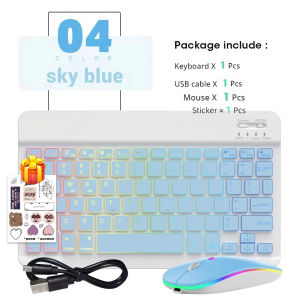 7-Color Backlight Wireless Bluetooth Keyboard Mouse Set Multi-language Portable Rechargeable Keyboard for iPad Android Windows
