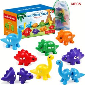 Công cụ giáo dục học tập đồ chơi lắp ghép khủng long hai mặt cho trẻ mẫu giáo-Phát triển các kỹ năng vận động tinh nhận dạng chữ hoa và chữ thường và khả năng giải quyết vấn đề để phát triển thời thơ ấu