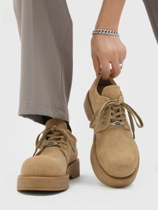 Mens Derby Shoes Spring Summer New Style Mickey Big Head Low Help round Toe Fashion Leather Shoes Thick Bottom Heightening Boots