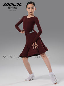 MLX Kids Latin Dance Costume Standard Competition Outfit Separate Set Dance Training Performance Clothes Childrens Sportswear