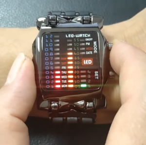 LED Watch Men Fashion Creative Crab Type Electronic Watch Luminous Binary Gift Business Style Cool Waterproof Multi Function