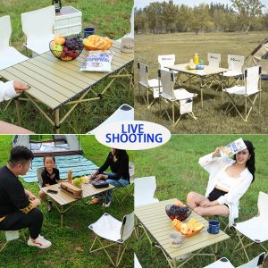 【SLN】Foldable Camping Table Portable Folding Meja Outdoor garden Picnic Table Egg Roll Table Aluminum makan lipat Outdoor hiking barbecue rust proof aluminum Chicken rolls table waterproof desktop